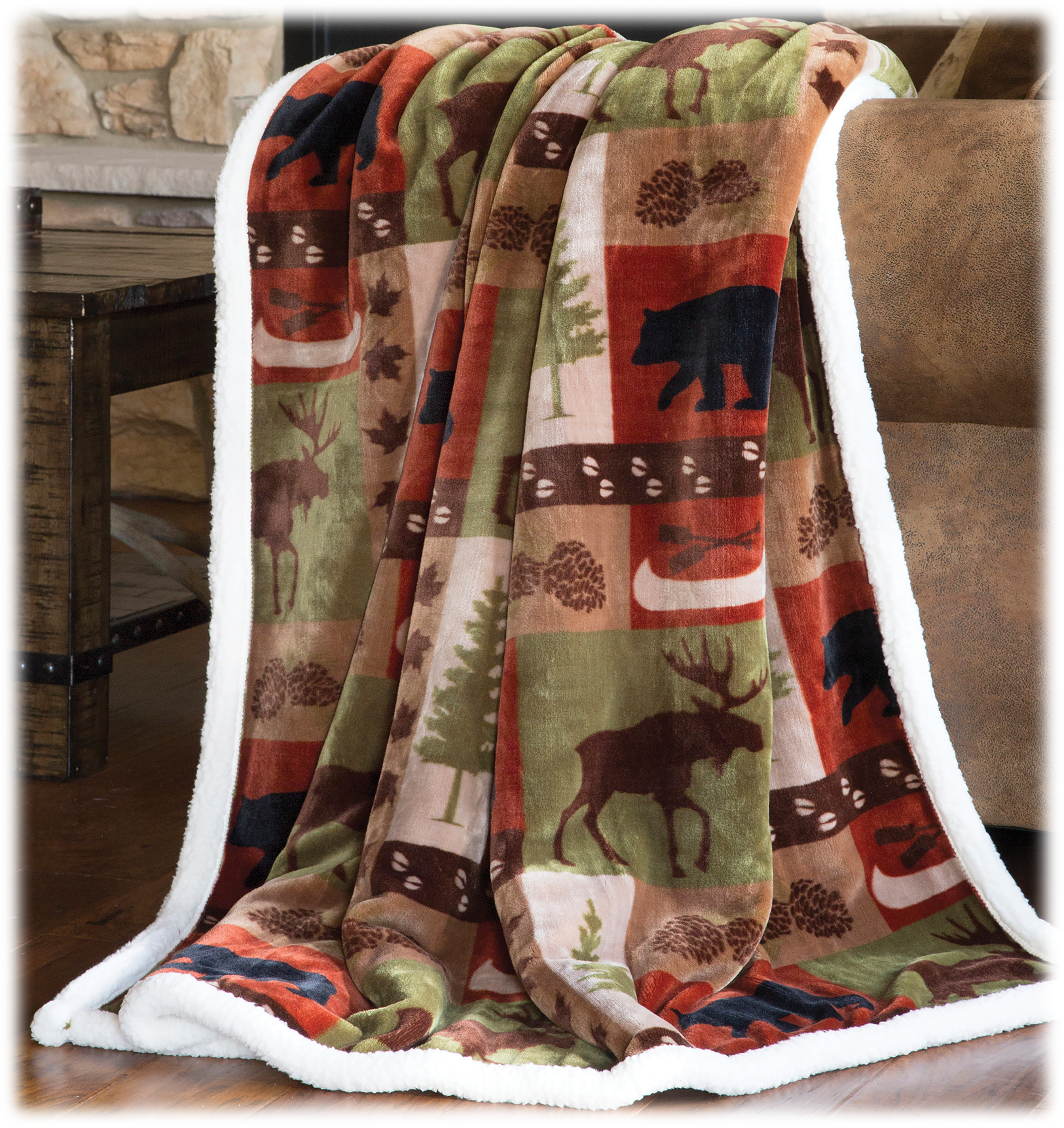 Carstens, Inc. Patchwork Lodge Bedding Collection Plush Throw | Cabela's